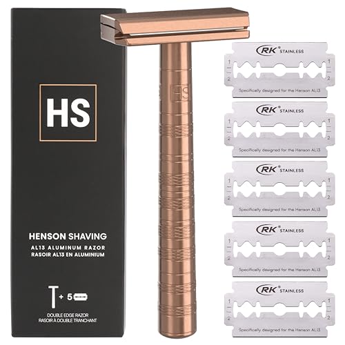 Razor Copper Double Edge Safety Razor with 5 Spare Blades (Copper)