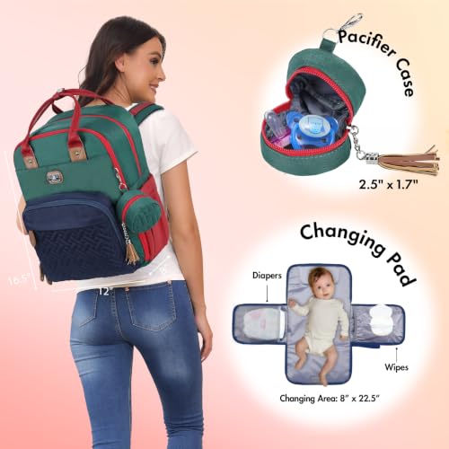Diaper Bag Backpack with Portable Changing Pad (Colorblock Trio)