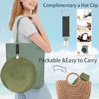 Womens Sun Hats Wide Brim Reversible Bucket Cotton Hat Packable Summer Travel Cap with Hat Clip (Large / Army Green+beige)