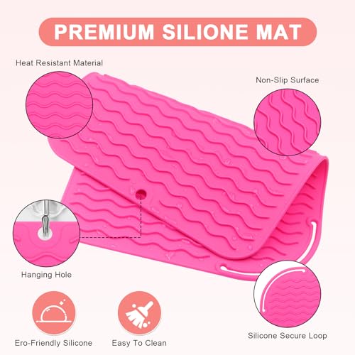 Plus Size Silicone Heat Resistant Mat for Hair Tools (Hotpink)