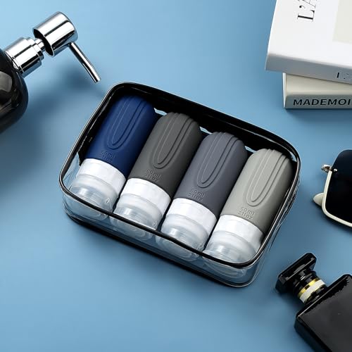 Travel Bottles for Toiletries (Navy-Grey-2oz)
