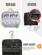 Hanging Travel Toiletry Bag (Blue Elephant)