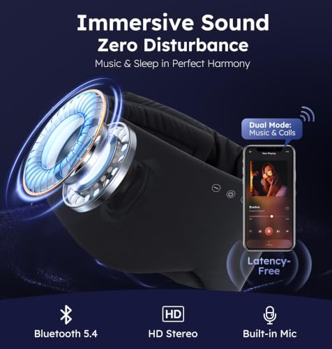Luxury Bluetooth 5.4 Sleep Mask for Adults (Ebony)