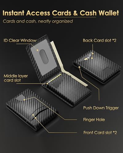 2026 Upgraded Minimalist Wallet for Men (Carbon Fiber - with Airtag Holder)