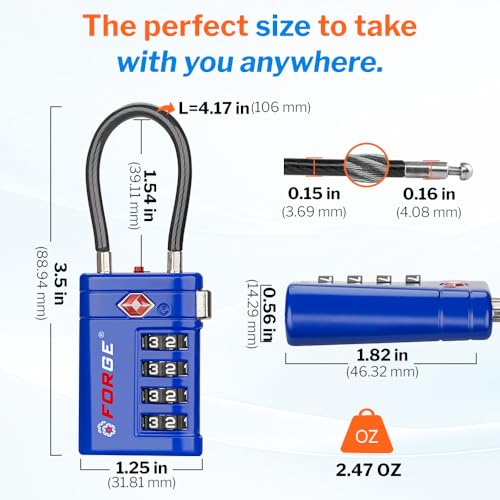 Open Alert TSA Approved Luggage Locks (Blue 4 PK)