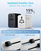 Pro” Universal Travel Adapter 2 USB (2C+2A 17W / White)