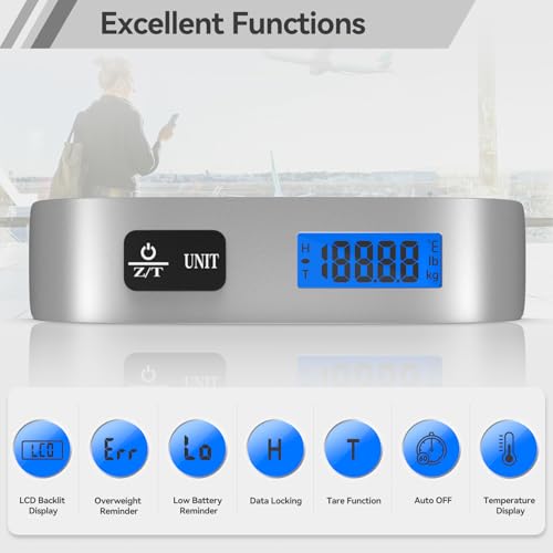 Luggage Scale Dr.meter Travel Essentials Luggage Weight Scale Backlight LCD (1 * Silver)