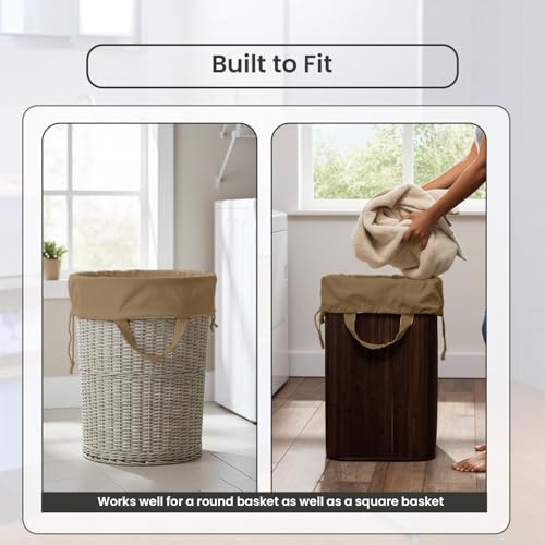 LFH Home Cotton Rich Canvas Large Laundry Bag with Handle (28”x36” / Beige)