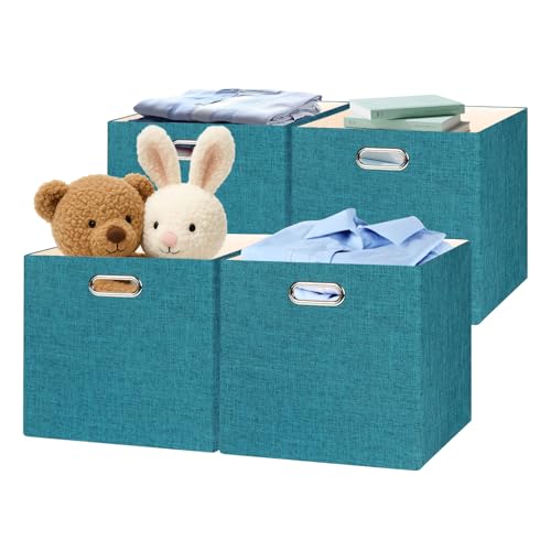 Collapsible Storage Bins (13×13×13/4pcs / Bright Green)