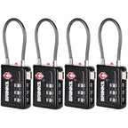 TSA Accepted Luggage Lock with 1.5" Long Cable Shackle (1.5" Shackle / Black)