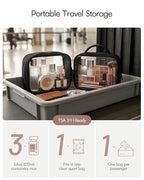 TSA Approved Toiletry Bag Clear Quart Size Travel Bags Makeup Bag (Puffer Black / 1 Pack, Handle)
