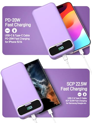 Portable Charger 20000mAh Fast Charging w (Purple)