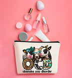 Western Makeup Bag OCD Obsessive Cow Disorder Funny Cows Print Farmhouse Heifers Cosmetic Bag Gifts for Girl Cows Lover (A)