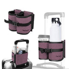Luggage Travel Cup Holder Hands Free Drink Caddy for Suitcase Handle (Lavender)