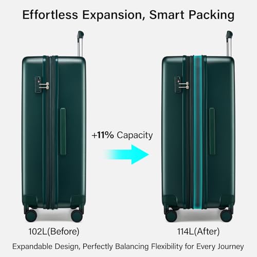 Expandable Large Checked Luggage (Blackish Green / 28 Inch EXT)