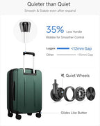 Front Pocket Expandable Carry On Luggage (Green / 20 Inch)