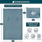 Compact 2-in-1 Travel Blanket Pillow for Airplane Flight, Blue (Dusty Blue / 65 x 40 inches)