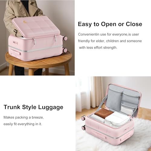 26 Inch Large Checked Luggage Hard Shell Suitcase Top Opening (26 Inch / Pink)