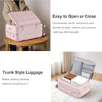 26 Inch Large Checked Luggage Hard Shell Suitcase Top Opening (26 Inch / Pink)