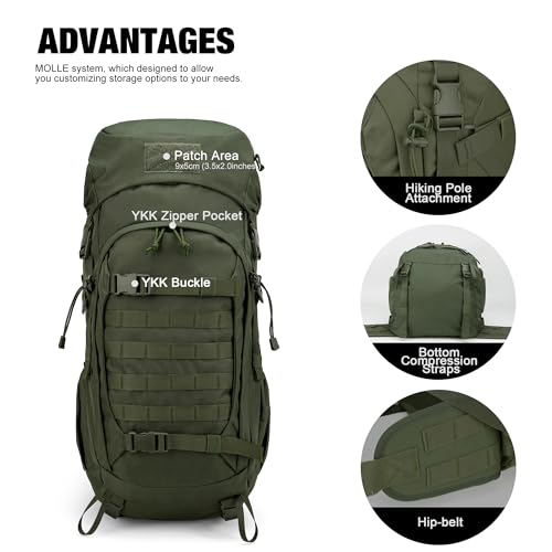 50L Hiking Survival Backpack (Ranger Green)