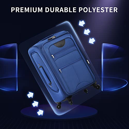 Softside Luggage Set Softshell Lightweight 3 Piece Spinner Suitcase (Softside Luggage(22/26/30) / Blue)