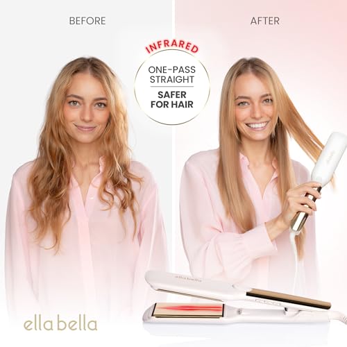 Titanium Flat Iron Hair Straightener Large with Infrared (White / 1.8 Inch Plate)