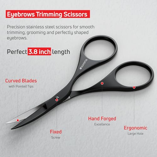 Premium Beard & Mustache Set with Beard scissors for men (4.5" Beard & Mustache Scissors / Black)