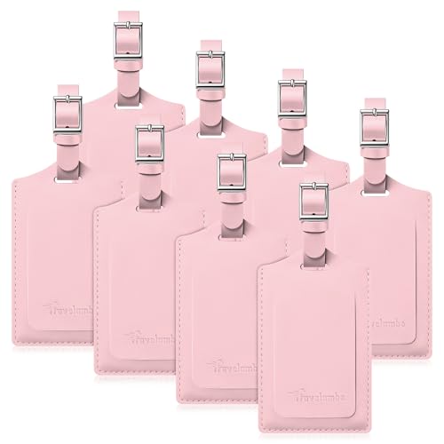 8 Pack Luggage Tags for Suitcases Airplane Travel Essentials (Light Pink)