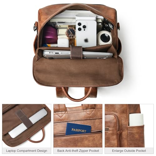 15.6 inch Laptop Backpack for Women (Two-toned Brown)