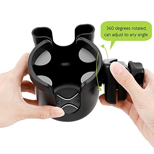 Stroller Cup Holder with Phone Holder (All Black)