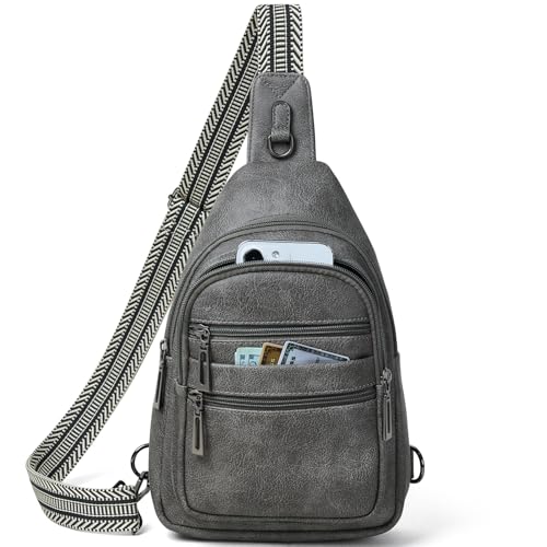 Sling Bag for Women Crossbody Bags Sling Purse Cross Body Backpack Vegan Leather Over Shoulder Bag Travel Handbag Gifts Dark Grey (Drak Grey)