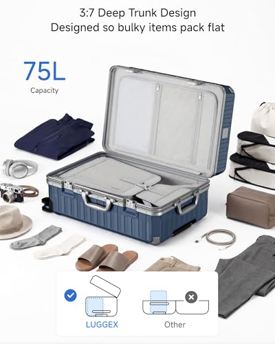24 Inch Zipperless Checked Luggage (Ocean Blue / 24 Inch)