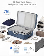 24 Inch Zipperless Checked Luggage (Ocean Blue / 24 Inch)