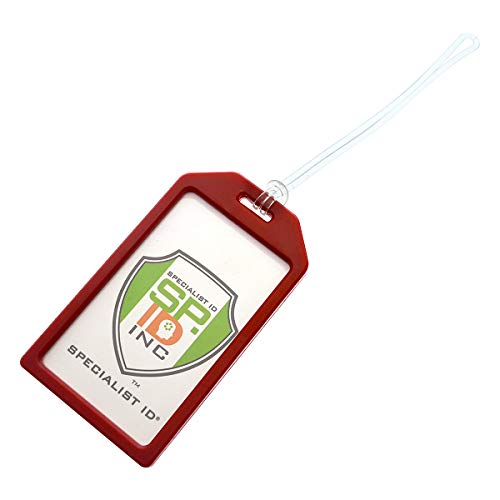 Bulk 50 Pack Premium Rigid Airline Luggage Tag Holders with 6" Worm Loops (50 Pack / Red)