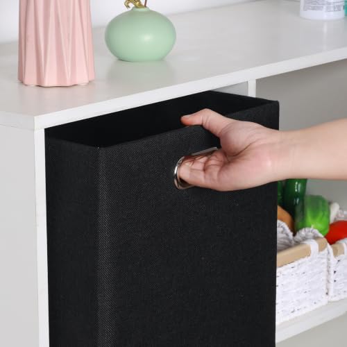 13x13 Storage Cubes Basket Containers for Shelf Cabinet Bookcase Boxes (13×13×13/4pcs / Pure Black-1200D)