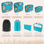 8 Set Packing Cubes for Travel (8 Set - Aqua Teal / Set of 8)