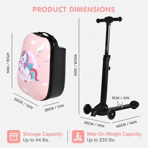 Kids Ride On Luggage (Pink Pony / 22-inch)