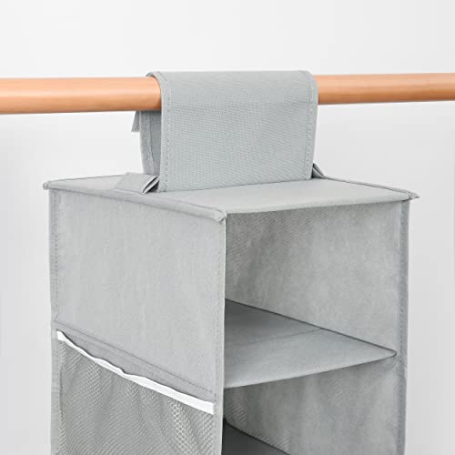 Hanging Shoe Organizer for Closet with Side Mesh Pockets (Grey(2 Pack))