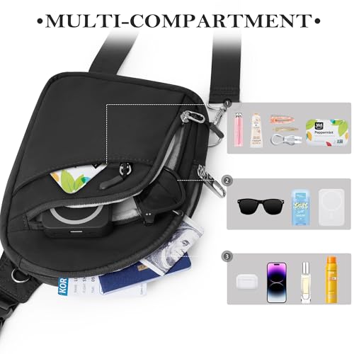 Anti Theft Crossbody Travel Bag for Women Men (1-black)