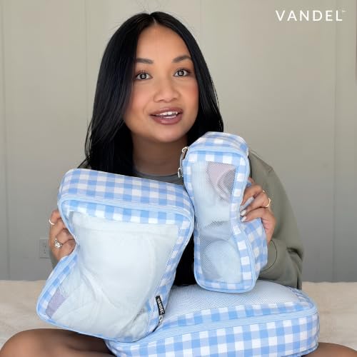 TSA Friendly Packing Cubes for Carry On (1. Blue Gingham / 4 Pack (Standard))