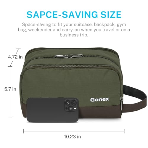 Travel Toiletry Bag for Men (Olive & Brown)