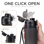 Collapsible Water Bottles with Straw for Travel (Black&Ocean)
