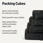 4 Piece Packing Cubes Travel Accessories Set (Black / 4 x Medium)