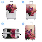 Pink Butterfly Luggage Cover Washable Suitcase Protector Anti (Pink butterfly / M(24-26inch suitcase))