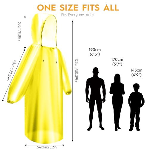 6 & 20 & 50 Pack Disposable Rain Ponchos for Adults (Yellow / 20 Pack)