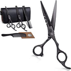 5.5 inch Hair Cutting Shears Set with Bag for Barbers (5.5 Inch / Black)