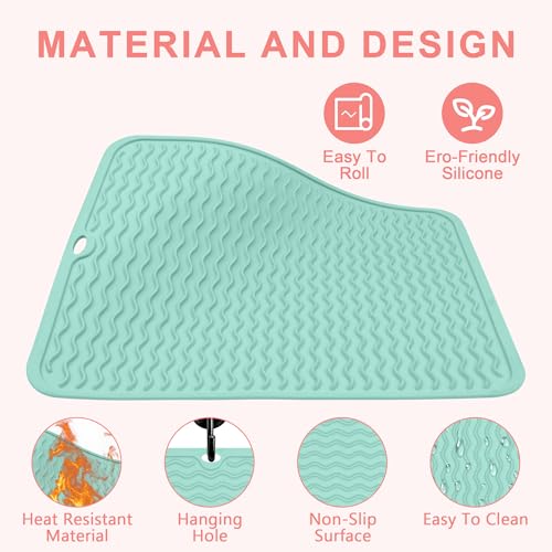 Oversize Silicone Heat Resistant Mat for Hair Tools (Green)