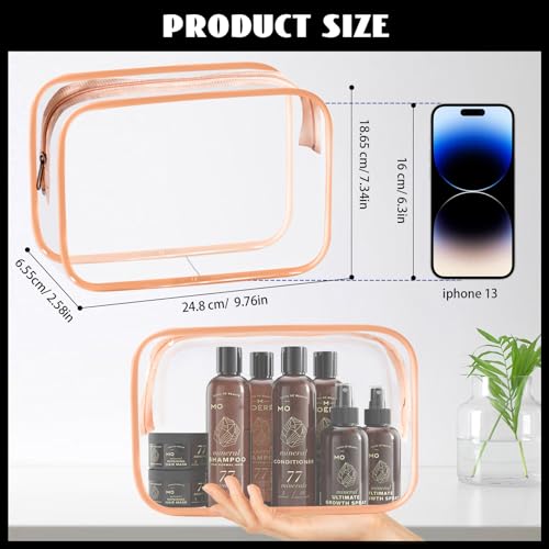 16 Pieces Clear Cosmetic Bags (16pcs Orange L)