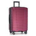 Boren Expandable Hardside Rugged Travel Luggage with 8 Spinner Wheels (Checked-Medium 26-Inch, No USB Port / Metallic Red)
