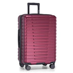 Boren Expandable Hardside Rugged Travel Luggage with 8 Spinner Wheels (Checked-Medium 26-Inch, No USB Port / Metallic Red)